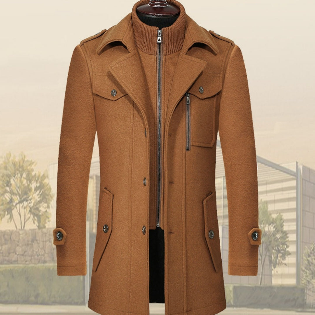 WOOLEN DOUBLE COLLAR TRENCH COAT