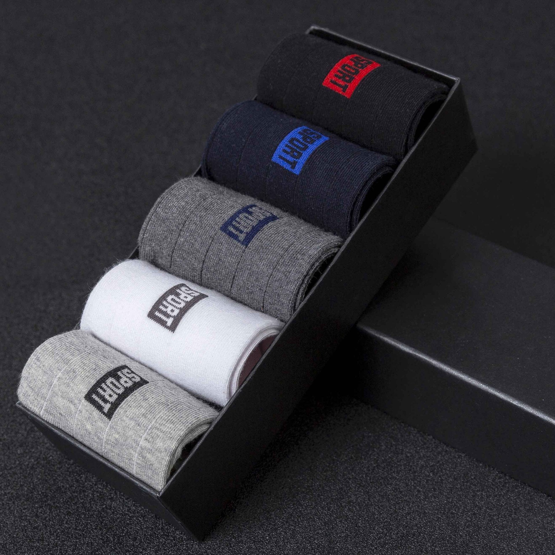 5-PAIR MEN'S COTTON MID-TUBE SOCKS