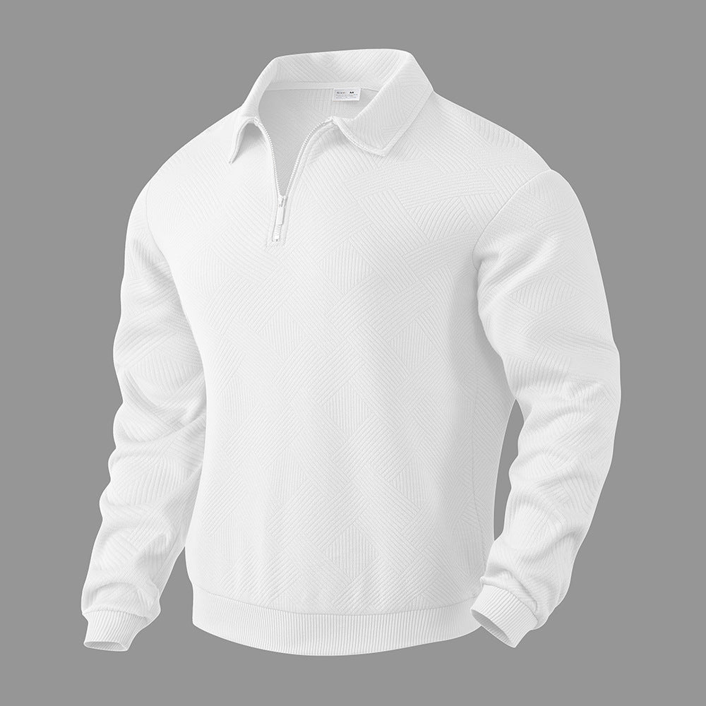 JACKUARD HALF-ZIPPER POLO SWEATSHIRT