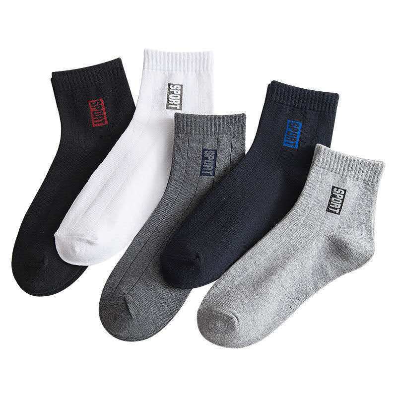 5-PAIR MEN'S COTTON MID-TUBE SOCKS