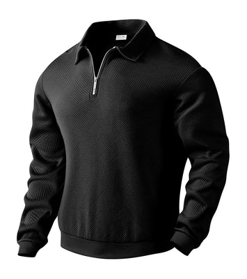 JACKUARD HALF-ZIPPER POLO SWEATSHIRT