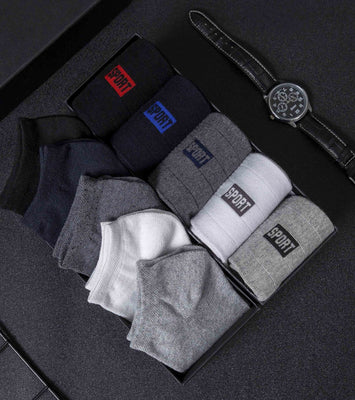 5-PAIR MEN'S COTTON MID-TUBE SOCKS