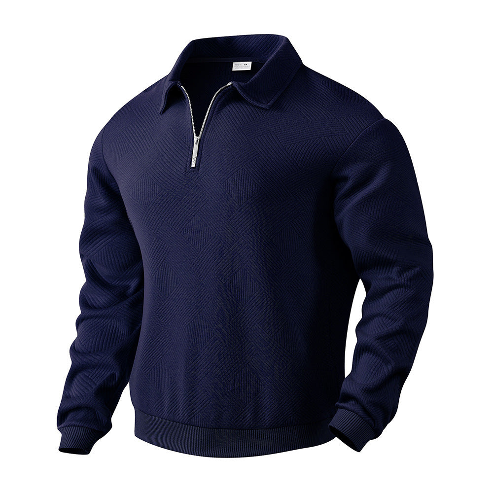 JACKUARD HALF-ZIPPER POLO SWEATSHIRT