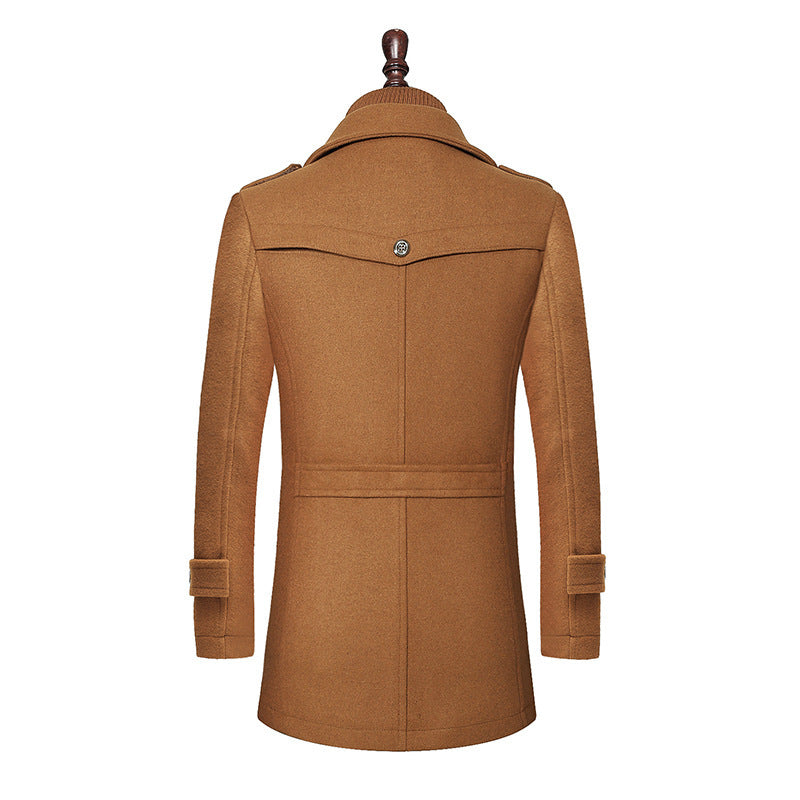 WOOLEN DOUBLE COLLAR TRENCH COAT