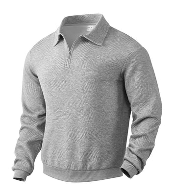 JACKUARD HALF-ZIPPER POLO SWEATSHIRT