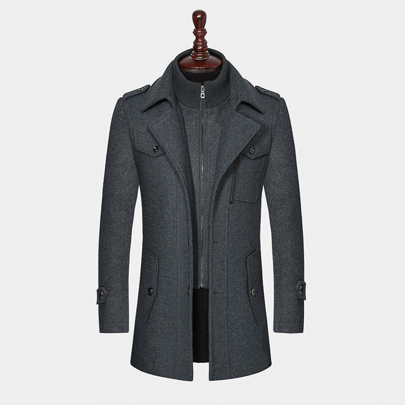 WOOLEN DOUBLE COLLAR TRENCH COAT