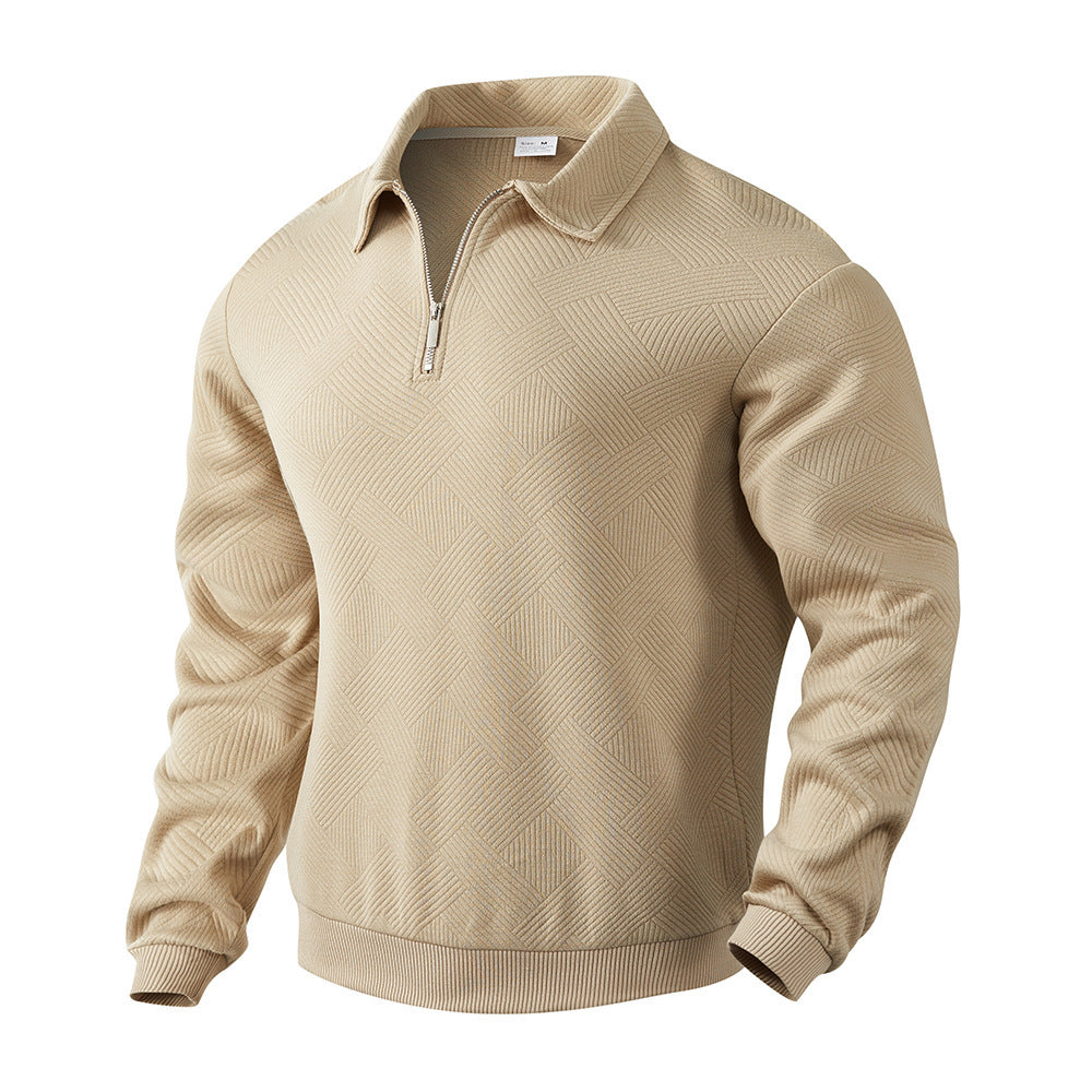 JACKUARD HALF-ZIPPER POLO SWEATSHIRT