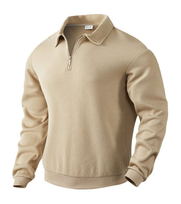 JACKUARD HALF-ZIPPER POLO SWEATSHIRT