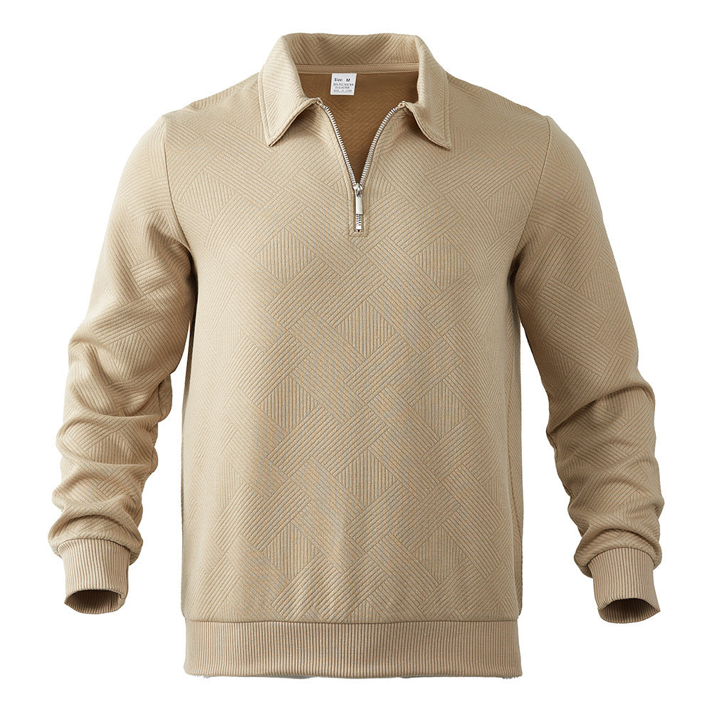 JACKUARD HALF-ZIPPER POLO SWEATSHIRT