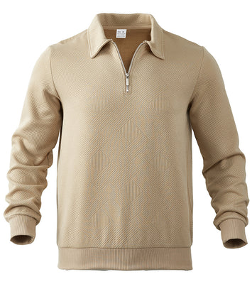 JACKUARD HALF-ZIPPER POLO SWEATSHIRT