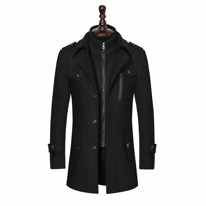 WOOLEN DOUBLE COLLAR TRENCH COAT