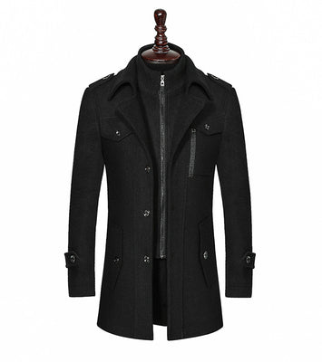 WOOLEN DOUBLE COLLAR TRENCH COAT