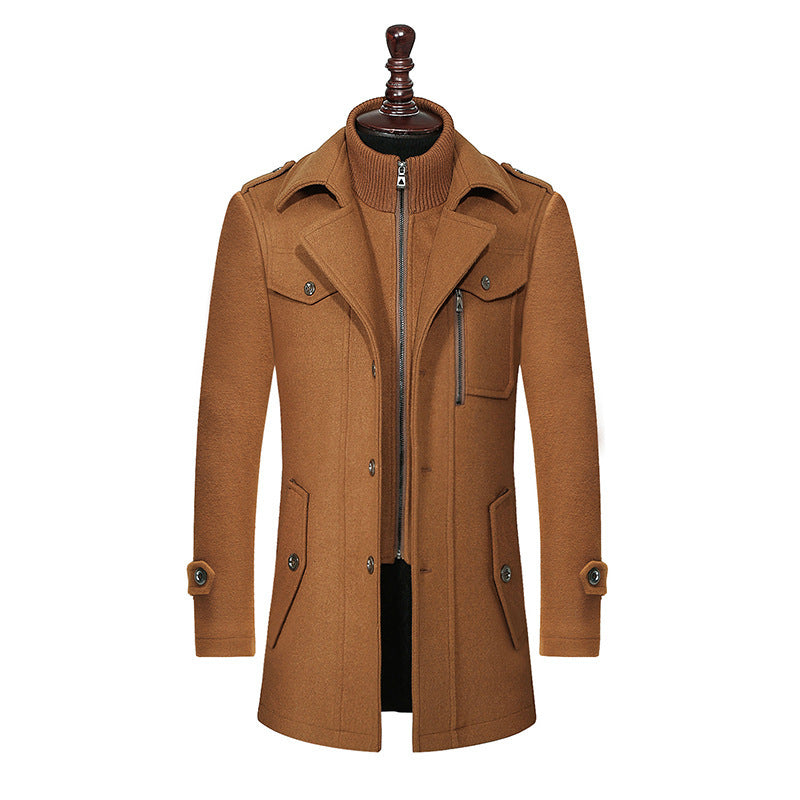 WOOLEN DOUBLE COLLAR TRENCH COAT